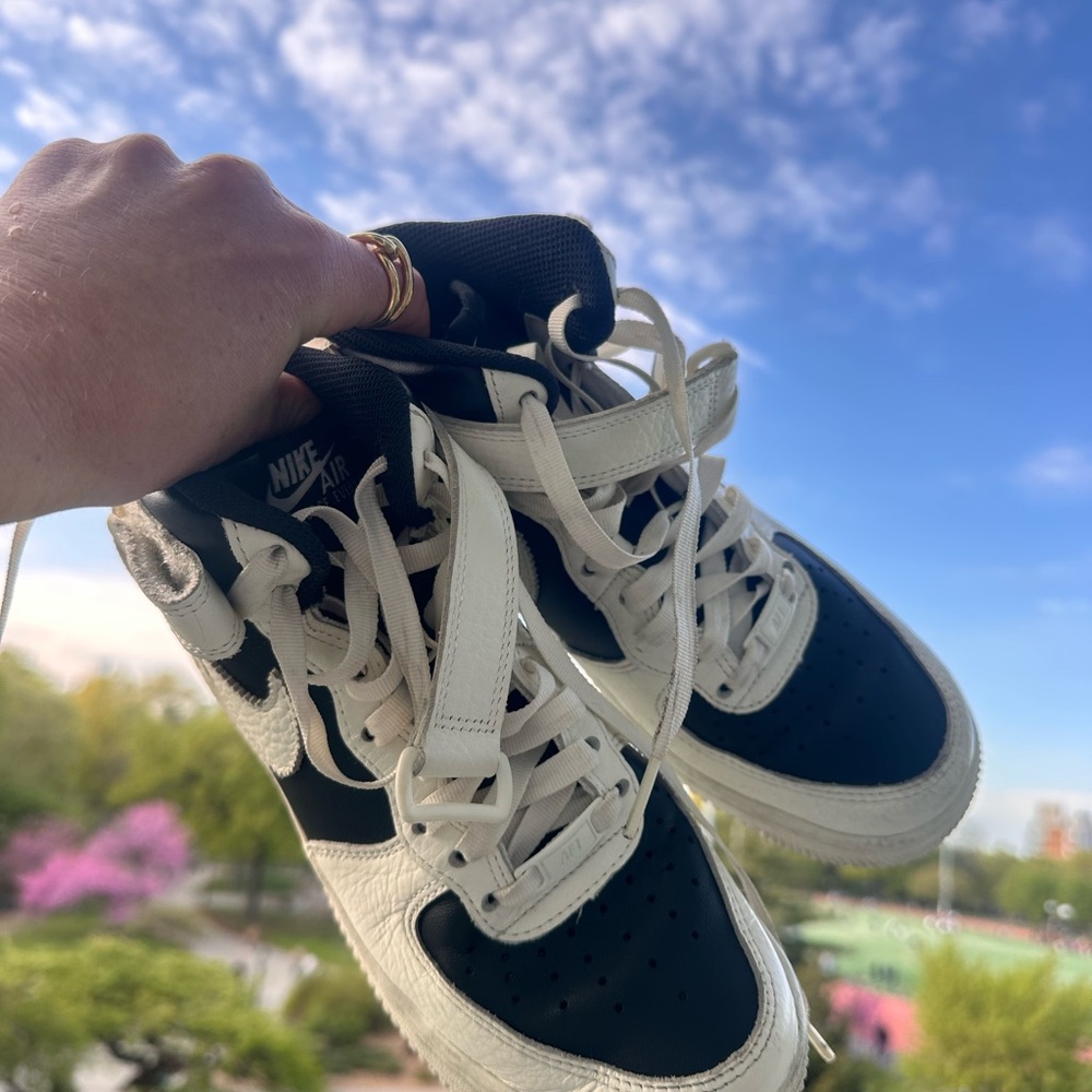 Nike Black and White High-Top Sneakers with Strap